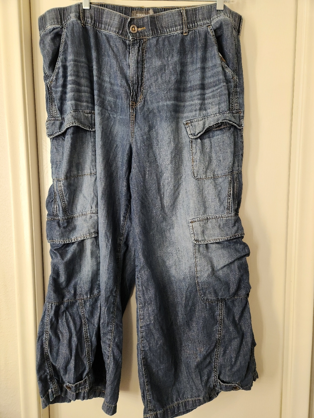 Torrid Washed Blue Denim Cargo Pants